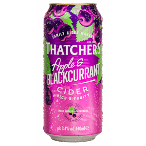 Thatchers Apple & Blackcurrant Cider 3.4% ABV 6x4x440ml Can UK Label